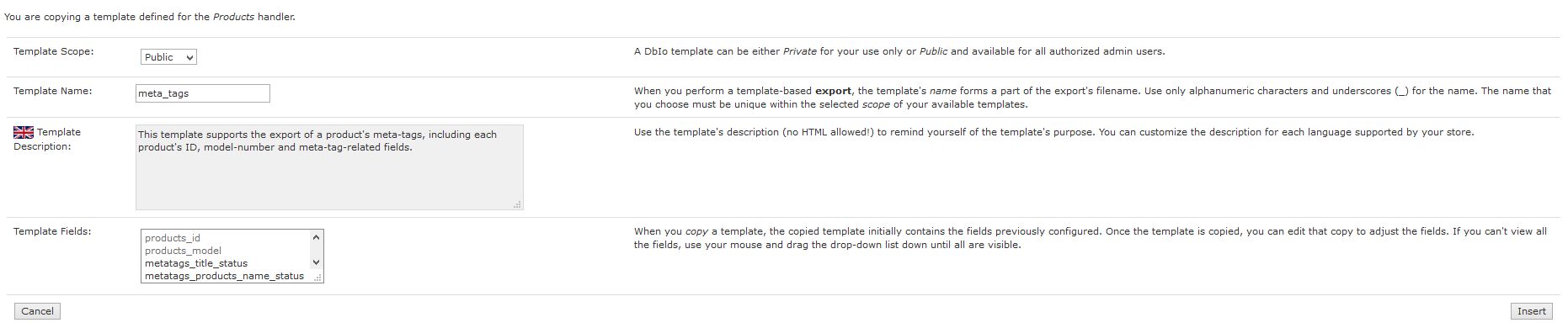 DbIo Copy a Template