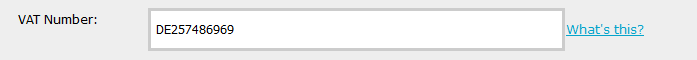 Sample VAT Number Entry